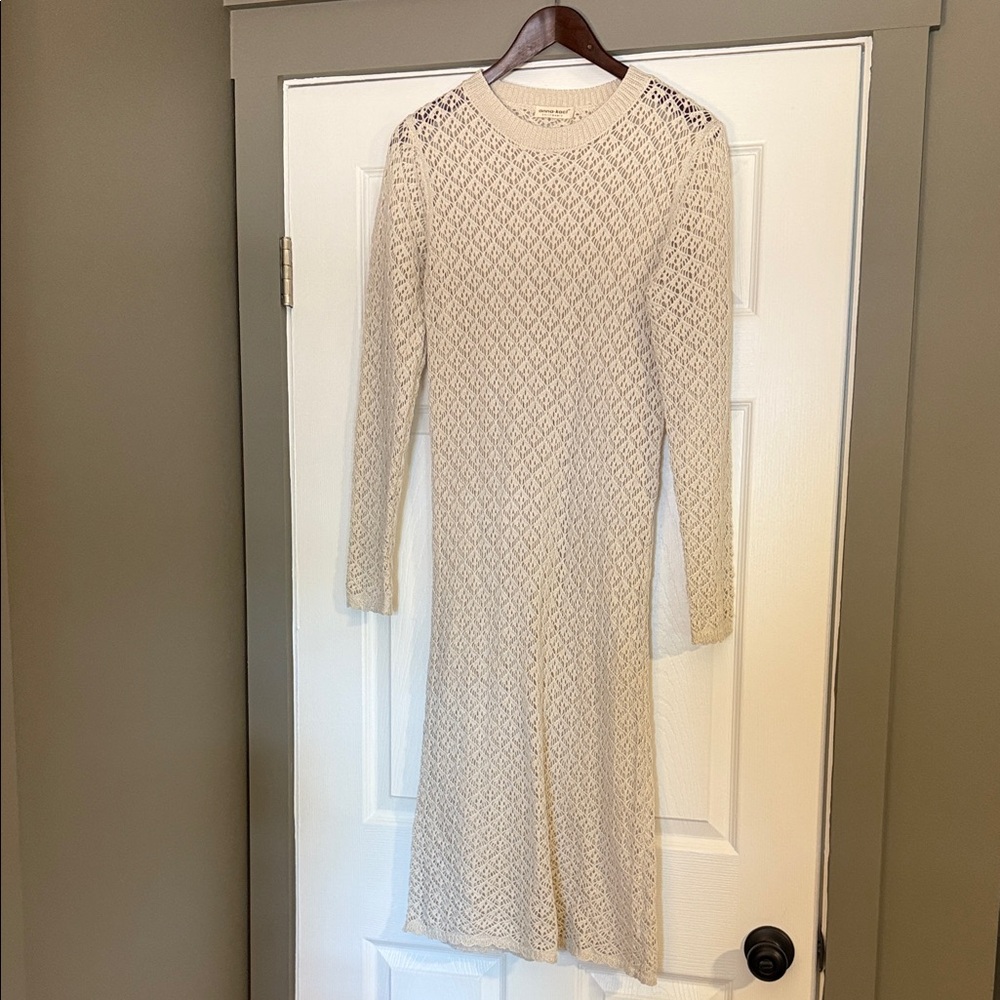 Crochet Cream Sweater Maxi Dress
